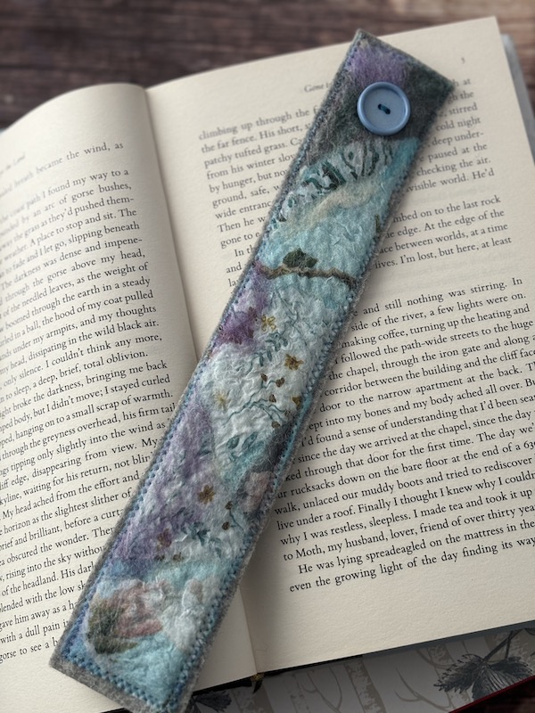 Nuno felted bookmark (blues)